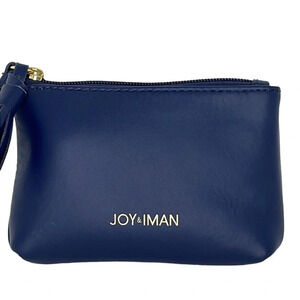 Joy & Iman Purse Mini Small Bag Blue Leather Wristlet